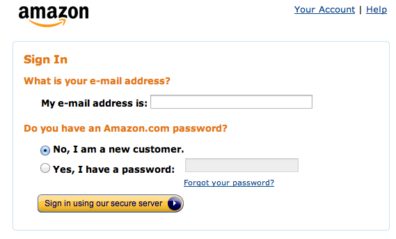 Click the radio button saying you are a new customer.