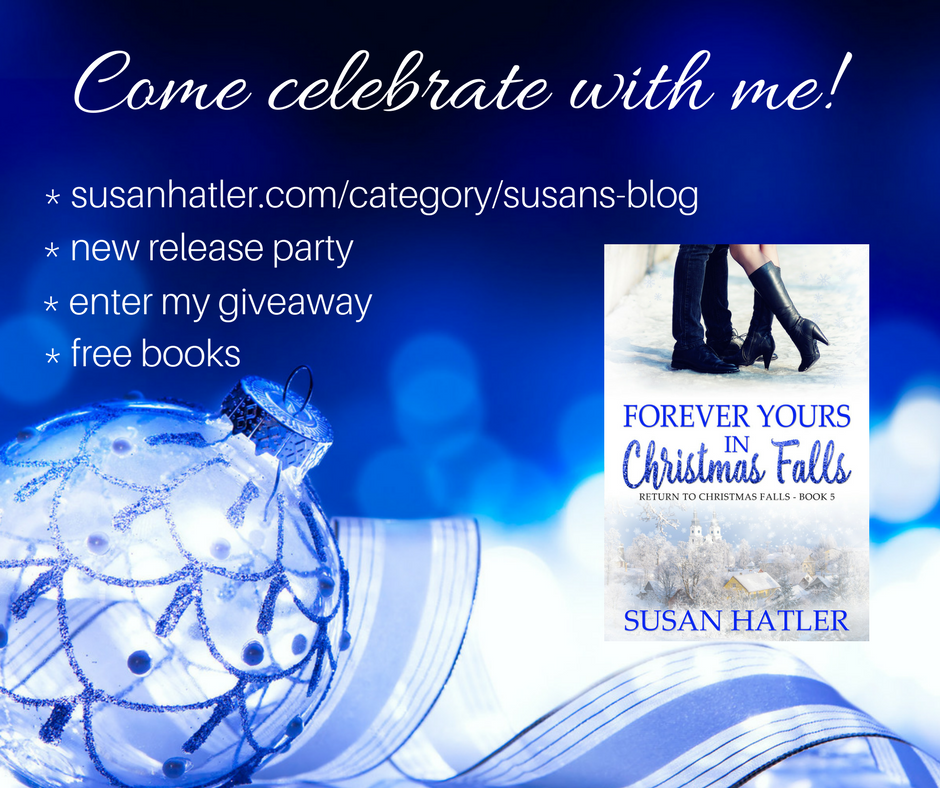 Susan Hatler giveaway Forever Yours in Christmas Falls