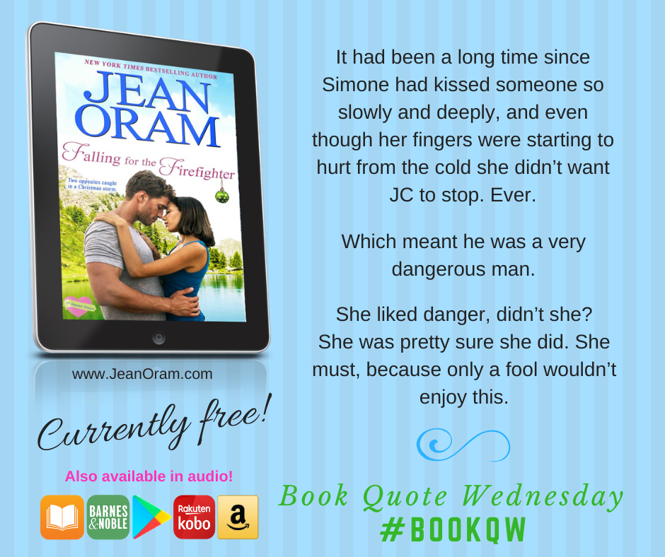 Book Quote WEdnesday: Falling for the Firefighter sweet romance free. kiss scene